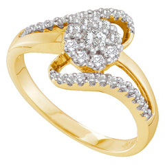 14kt yellow gold womens round diamond swirl strand flower cluster ring 1/2 cttw39438