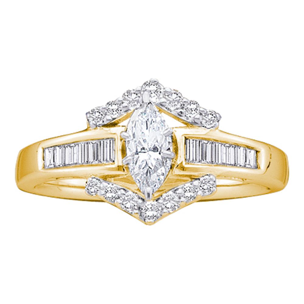 14k Yellow Gold Marquise Diamond Solitaire Bridal Wedding Engagement Anniversary Ring 3/4 Cttw
