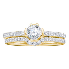 14kt yellow gold womens round diamond bridal wedding engagement ring band set 3/4 cttw39512