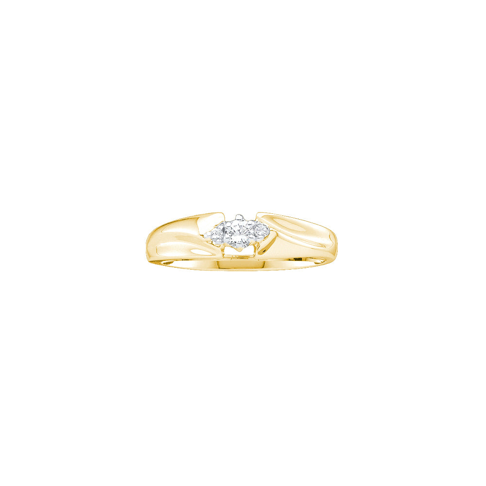 14kt Yellow Gold Womens Round Diamond 3-stone Promise Bridal Ring 1/10 Cttw