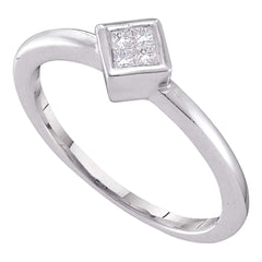 14kt white gold womens princess diamond cluster promise bridal ring 1/10 cttw40175