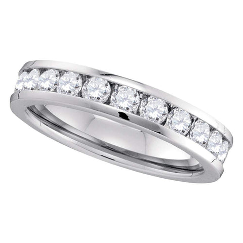 14kt White Gold Womens Round Channel-set Diamond 4.5mm Wedding Band 1.00 Cttw