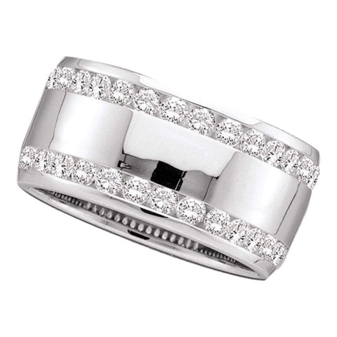 14kt White Gold Womens Round Channel-set Diamond Double Row Wedding Band 1.00 Cttw