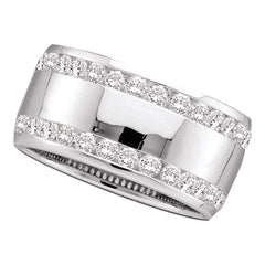 14kt white gold womens round channel set diamond double row wedding band 1.00 cttw40745