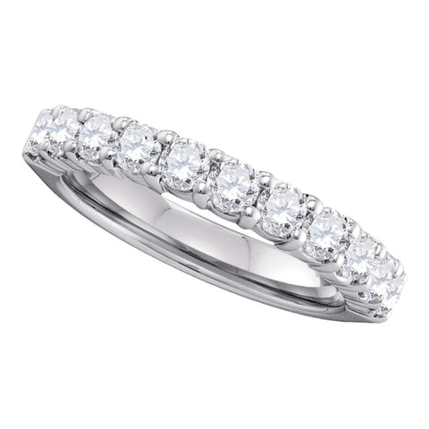 14kt White Gold Womens Round Pave-set Diamond Wedding Band 1.00 Cttw