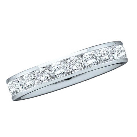 14kt White Gold Womens Round Channel-set Diamond Single Row Wedding Band 1 Cttw