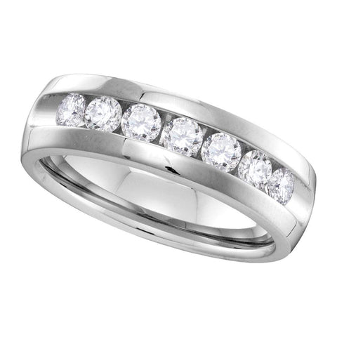 14kt White Gold Mens Round Channel-set Diamond Wedding Band Ring 1.00 Cttw