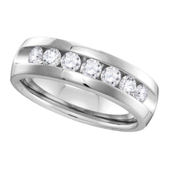 14kt white gold mens round channel set diamond wedding band ring 1.00 cttw40784