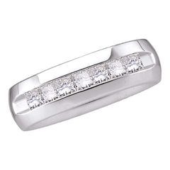 14kt white gold mens princess channel set diamond 6mm wedding band ring 1.00 cttw40789