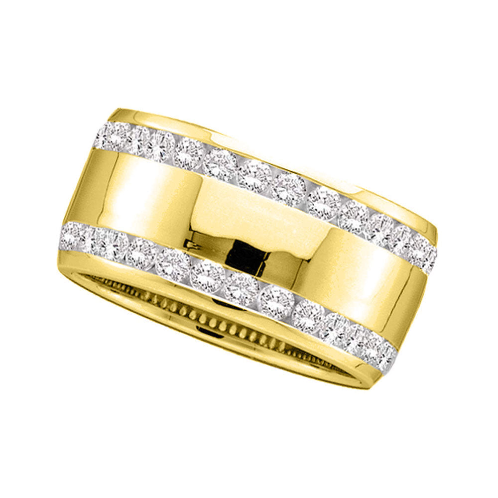 14kt Yellow Gold Womens Round Channel-set Diamond Double Row Wedding Band 1.00 Cttw