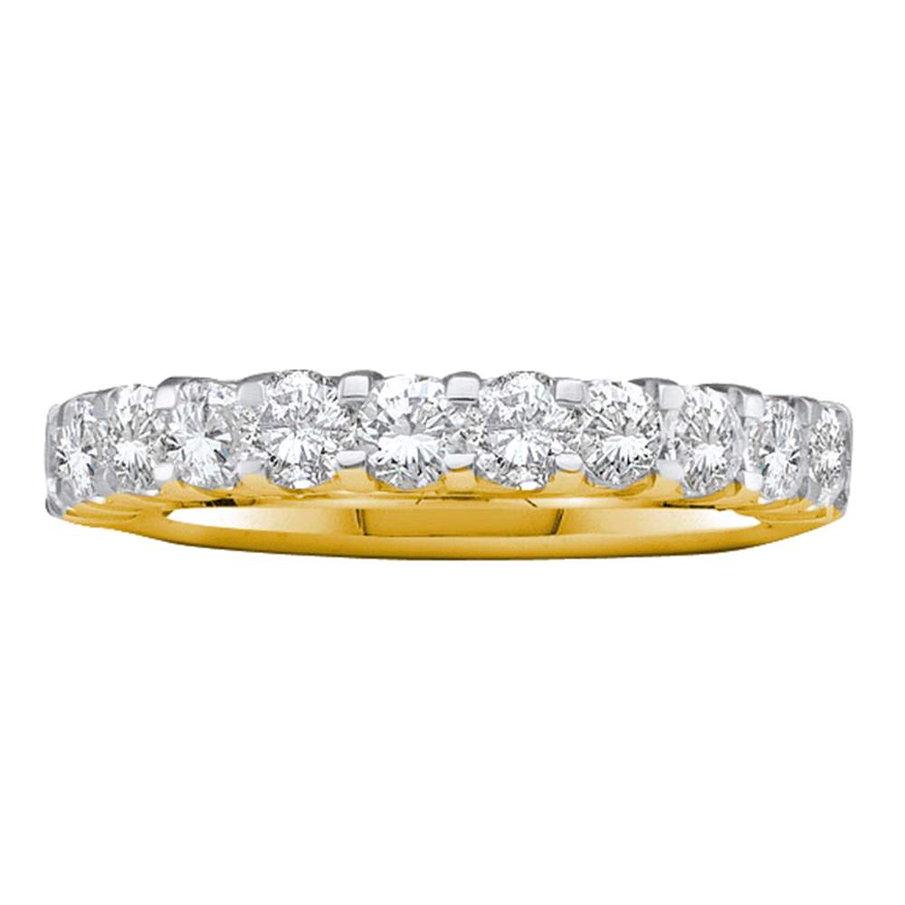 14kt Yellow Gold Womens Round Pave-set Diamond Single Row Wedding Band 1.00 Cttw