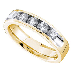 14kt yellow gold womens round channel set diamond single row wedding band 3/440838
