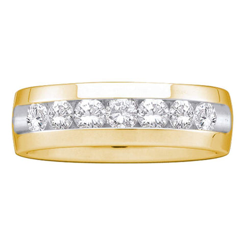 14k Yellow Gold Mens Round Diamond Channel-set Wedding Anniversary Band 1.00 Cttw