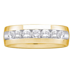 14k yellow gold mens round diamond channel set wedding anniversary band 1.00 cttw40886