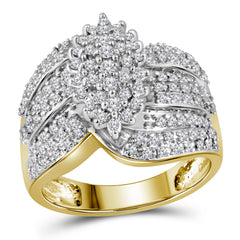 10kt yellow gold womens round prong set diamond oval cluster ring 3/4 cttw41100