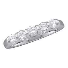 14kt white gold womens round diamond 5 stone wedding anniversary band 1.00 cttw41197