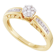 14kt yellow gold womens round diamond flower cluster ring 1/4 cttw41895