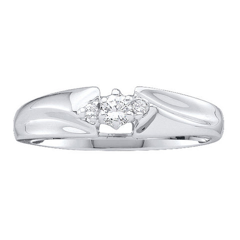 14kt White Gold Womens Round Diamond 3-stone Promise Bridal Ring 1/10 Cttw