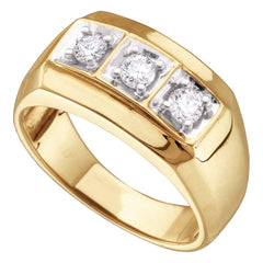 14kt yellow gold mens round diamond 3 stone fashion band ring 1/2 cttw42142