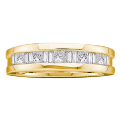 14kt yellow gold mens round baguette diamond wedding band ring 1.00 cttw42307