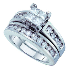 14kt white gold womens princess diamond bridal wedding engagement ring band set 1 1/2 cttw44408