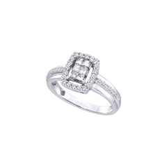 14kt white gold womens princess diamond rectangle frame cluster ring 1/2 cttw44518