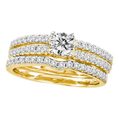 14kt yellow gold womens round diamond 3 piece bridal wedding engagement ring band set 1.00 cttw45711
