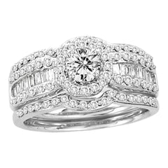 14kt white gold womens round diamond bridal wedding engagement ring band set 1.00 cttw45718