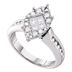 14kt white gold womens princess round diamond soleil cluster bridal wedding engagement ring 1.00 cttw46340