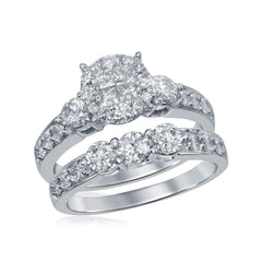 14kt white gold womens princess diamond bridal wedding engagement ring band set 1 1/2 cttw46344