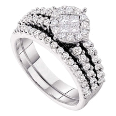 14kt white gold womens princess round diamond soleil bridal wedding engagement ring band set 1.00 cttw46353