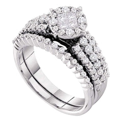 14kt white gold womens princess diamond soleil bridal wedding engagement ring band set 1 1/5 cttw46359
