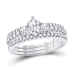 14kt white gold womens marquise diamond 3 piece bridal wedding engagement ring band set 1.00 cttw47476