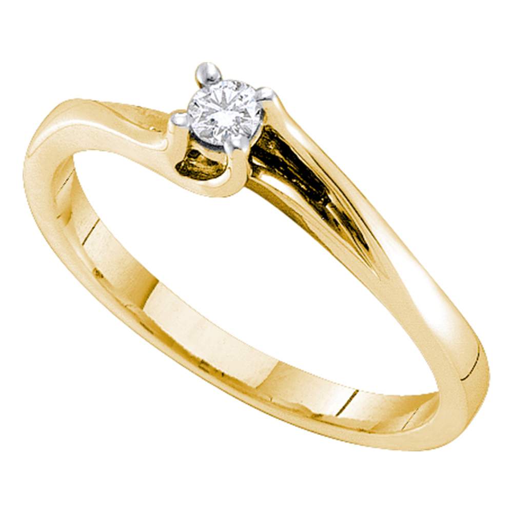 14kt Yellow Gold Womens Round Diamond Solitaire Promise Bridal Ring 1/10 Cttw