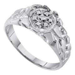 sterling silver mens round diamond cluster nugget ring 1/20 cttw48287