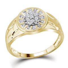 yellow tone sterling silver mens round diamond cluster nugget ring 1/8 cttw48297
