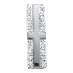 Small White Gold Cross Necklace for Women's, Diamond Stones 1/12 Cttw