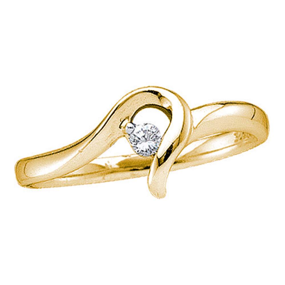 10kt Yellow Gold Womens Round Diamond Solitaire Promise Bridal Ring 1/20 Cttw