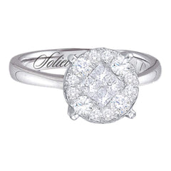 14kt white gold womens princess round diamond soleil cluster bridal wedding engagement ring 1 1/2 cttw49561