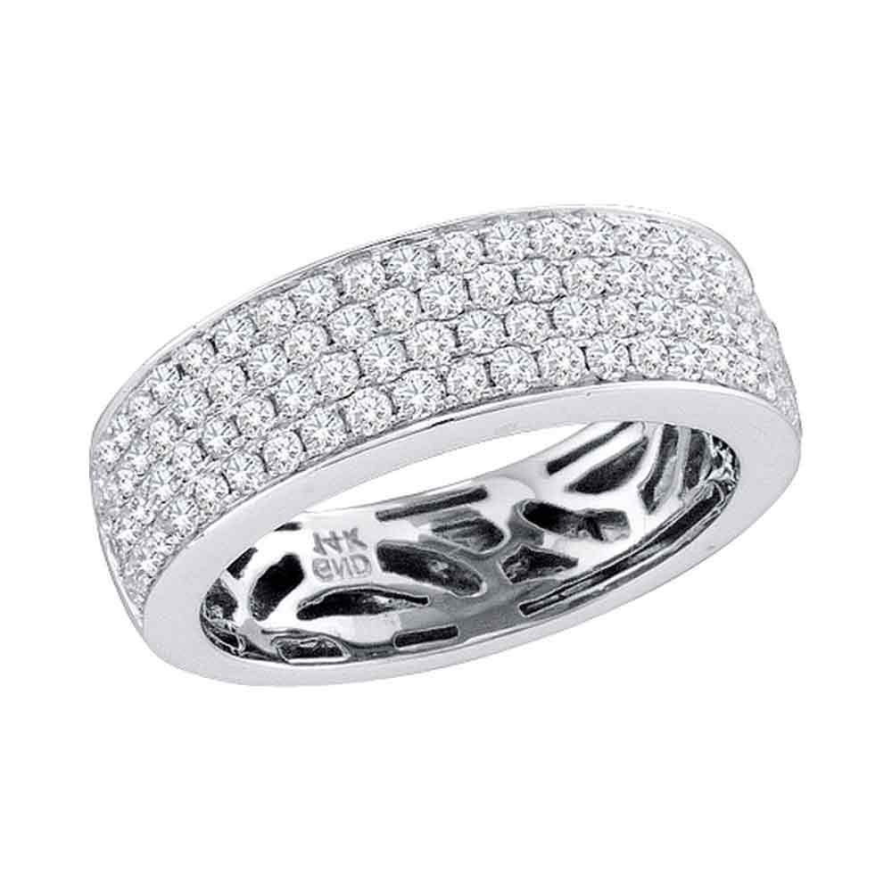 14kt White Gold Womens Round Pave-set Diamond Comfort Wedding Band 1.00 Cttw