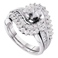 14kt white gold womens marquise diamond bridal wedding engagement ring band set 1 1/20 cttw52349