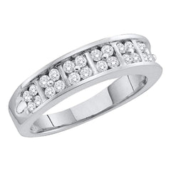 14kt white gold womens round diamond double row band ring 1/2 cttw52377