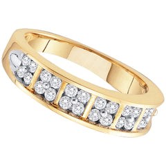 14kt yellow gold womens round diamond double row band ring 1/2 cttw52395