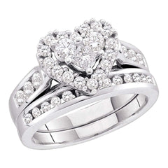 14kt white gold womens princess round diamond heart bridal wedding engagement ring band set 1.00 cttw52553