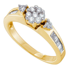 14kt yellow gold womens round diamond flower cluster fashion ring 1/2 cttw53598