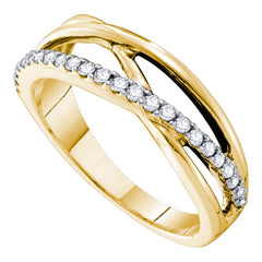 14kt yellow gold womens round diamond crossover band ring 1/4 cttw53759