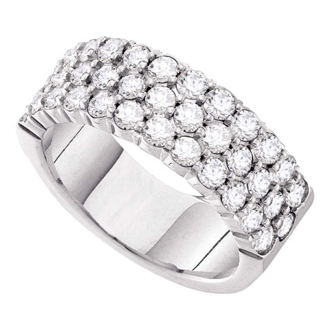 14kt White Gold Womens Round Pave-set Diamond Triple Row Wedding Band 1.00 Cttw