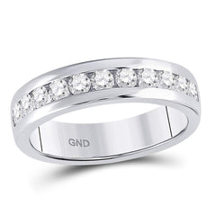 14kt white gold mens round diamond single row comfort fit wedding band ring 1.00 cttw54720