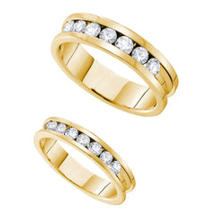 14kt yellow gold his & hers round diamond matching bridal wedding band set 1 1/2 cttw55279