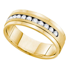 14kt yellow gold mens round channel set diamond single row wedding band ring 1.00 cttw55287
